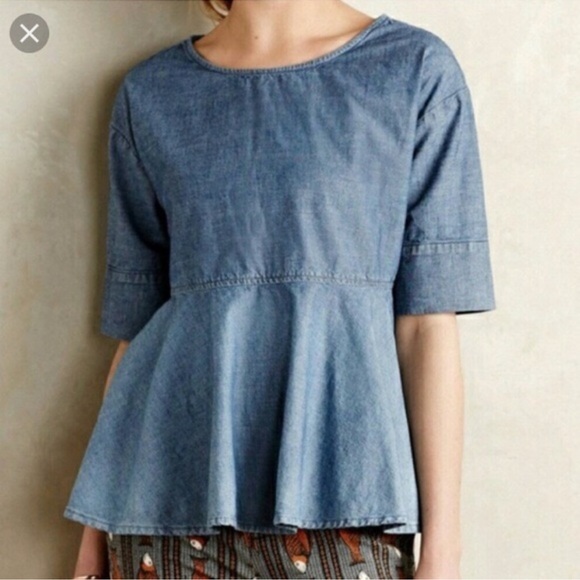 *NWOT* ANTHROPOLOGIE AG Adriano Goldschmied Chambray Denim Pelpum Washed Blue —S - Picture 7 of 7